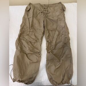 Tan/gold baggy parachute pants